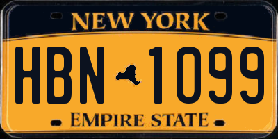 NY license plate HBN1099
