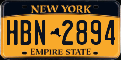 NY license plate HBN2894