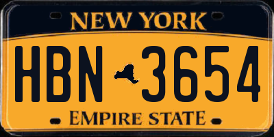 NY license plate HBN3654