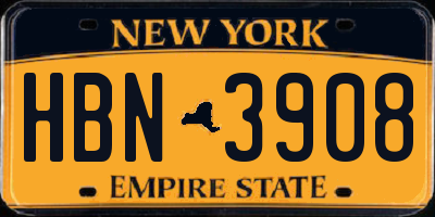 NY license plate HBN3908