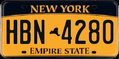 NY license plate HBN4280