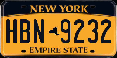 NY license plate HBN9232