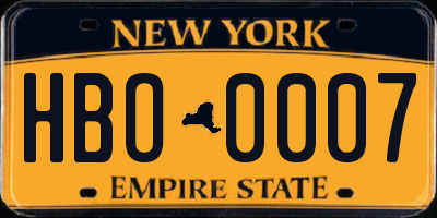 NY license plate HBO0007
