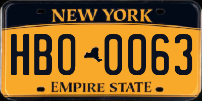 NY license plate HBO0063
