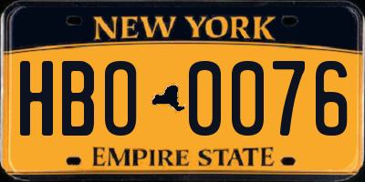 NY license plate HBO0076