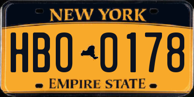 NY license plate HBO0178