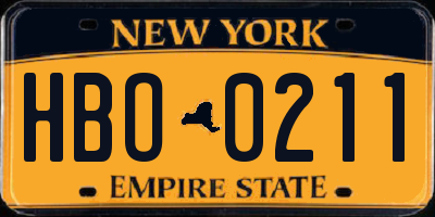 NY license plate HBO0211