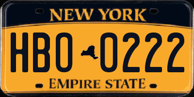 NY license plate HBO0222