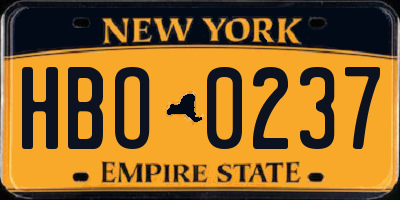NY license plate HBO0237