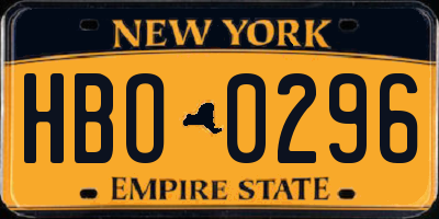 NY license plate HBO0296