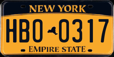 NY license plate HBO0317