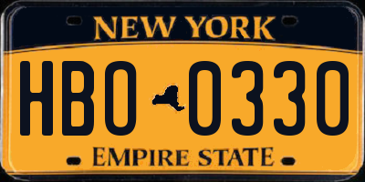 NY license plate HBO0330