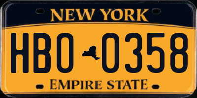 NY license plate HBO0358