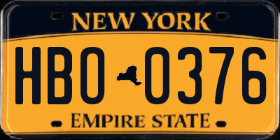 NY license plate HBO0376