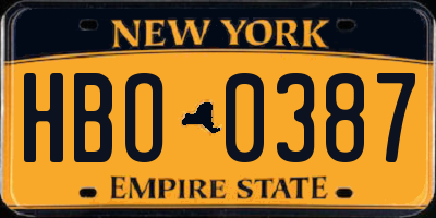 NY license plate HBO0387