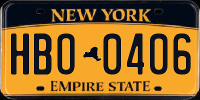 NY license plate HBO0406