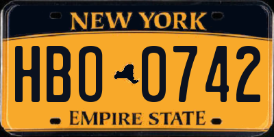 NY license plate HBO0742