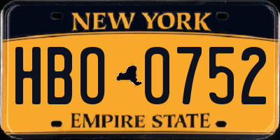 NY license plate HBO0752