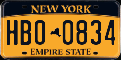 NY license plate HBO0834
