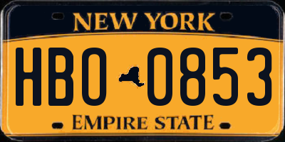NY license plate HBO0853