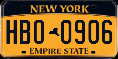 NY license plate HBO0906