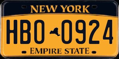 NY license plate HBO0924