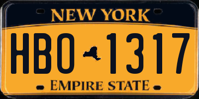 NY license plate HBO1317