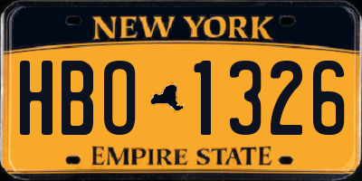 NY license plate HBO1326