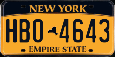 NY license plate HBO4643