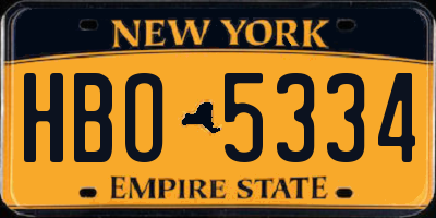 NY license plate HBO5334