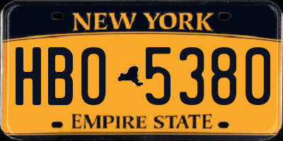 NY license plate HBO5380