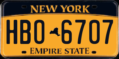 NY license plate HBO6707