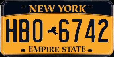 NY license plate HBO6742