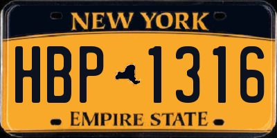 NY license plate HBP1316