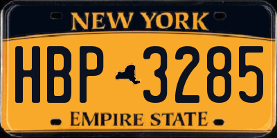 NY license plate HBP3285