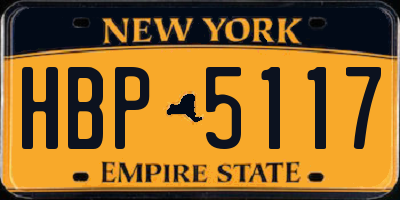 NY license plate HBP5117
