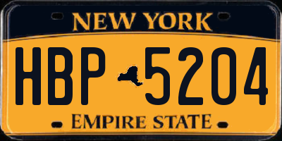 NY license plate HBP5204