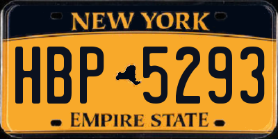 NY license plate HBP5293