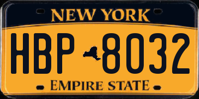 NY license plate HBP8032