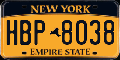 NY license plate HBP8038