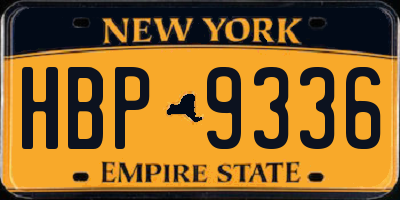 NY license plate HBP9336