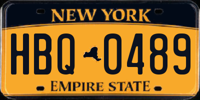 NY license plate HBQ0489