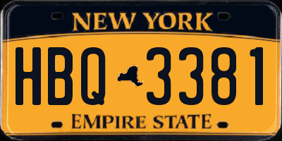 NY license plate HBQ3381