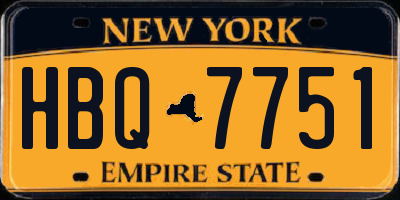 NY license plate HBQ7751