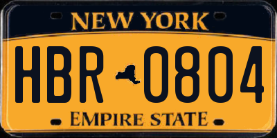 NY license plate HBR0804