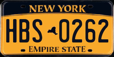 NY license plate HBS0262