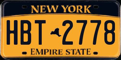 NY license plate HBT2778