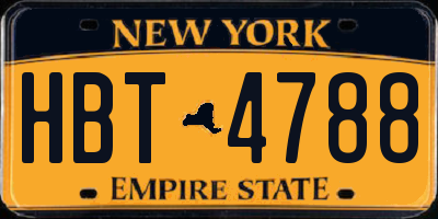 NY license plate HBT4788