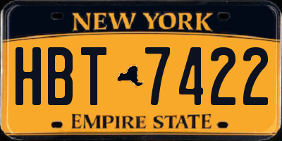NY license plate HBT7422