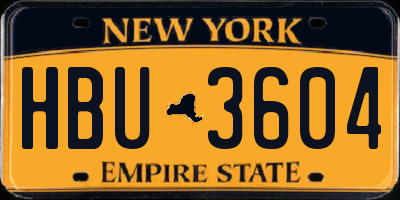 NY license plate HBU3604